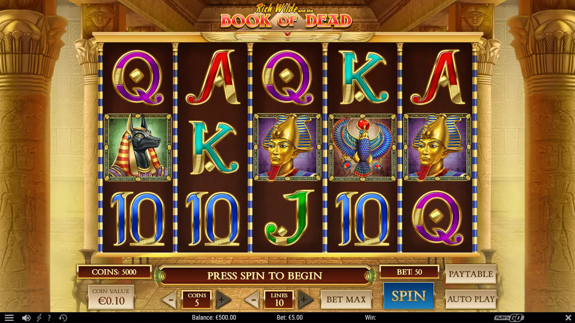 Book of Dead slot Play'n GO — Rich Wilde Egipto